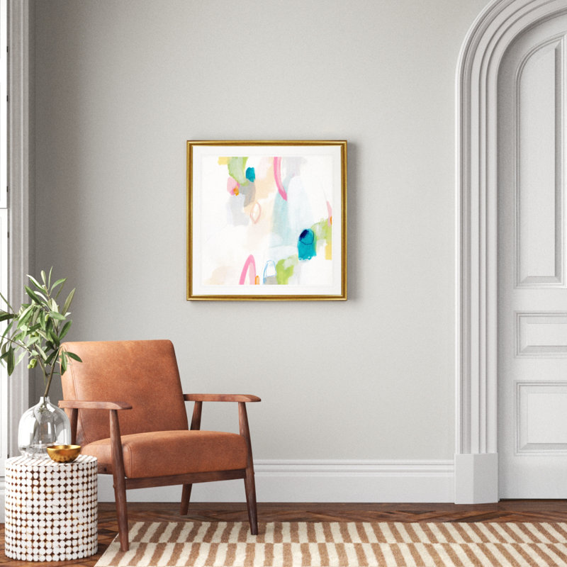 Peinture sur toile, Impression encadrée avec passe-partout, H 30,5 po x l 30,5 po, Doré