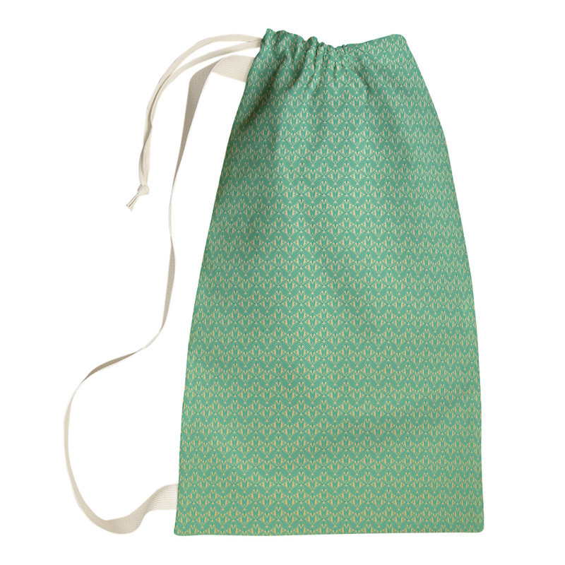 Leffel Fabric Laundry Bag with Handles, Small ( 64" H x 20" W x 1.5" D), Green/Yellow