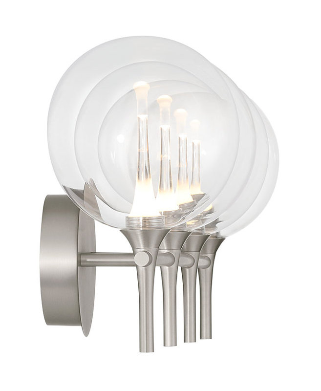 Meuble-lavabo Iissa, 4 Lt, verre, Clair, Nickel satiné
