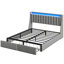 Structure de lit tapissier pour grand lit avec 2 tiroirs de rangement, tête de lit à DEL avec station de charge, aucun sommier requis-1900992645-1900992655