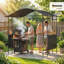 Auvent pour barbecue 8 'x 5', abri barbecue extérieur, gris foncé