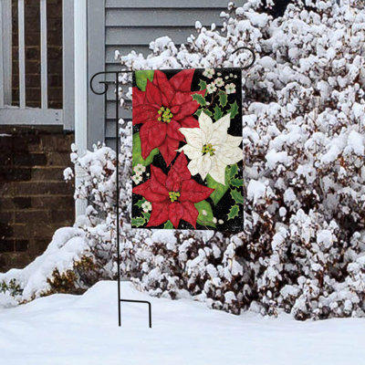 Festive Poinsettias Christmas Garden Flag