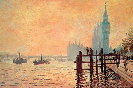 La Tamise et Westminster par Claude Monet - reproduction, H 44 po x l 66 po