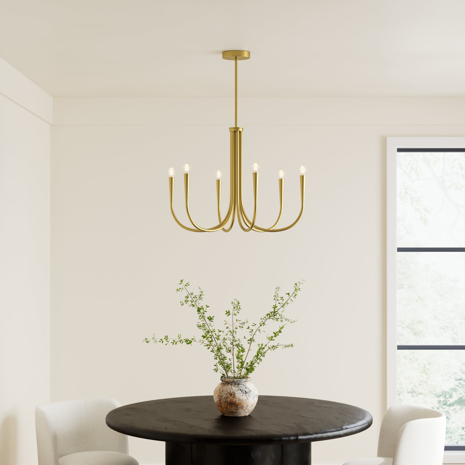Catalena 6 - Light Dimmable Classic/Traditional Chandelier, Brass, 23" H x 30" W x 30" D