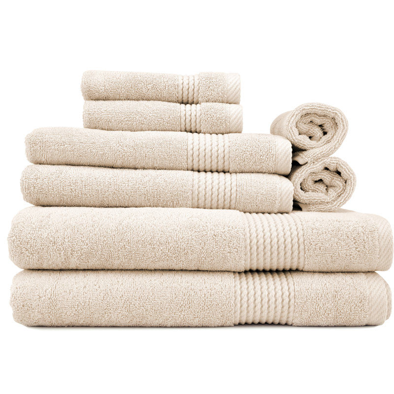 Adlena 8 Piece Turkish Cotton Towel Set, Beige