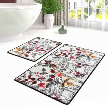 Bath Rugs Rose Flower Embossed Bathroom Bath Mat Flannel Non - Temu