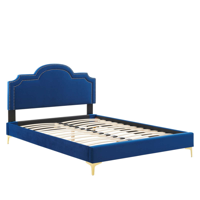 Modway Aviana Performance Velvet Bed, Navy, Queen