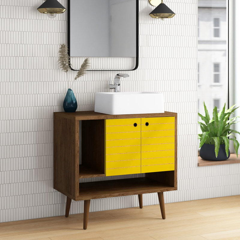 Ensemble de meuble-lavabo simple 31 po Altom, Brun rustique / jaune