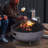Afterglow Round Terrafab Wood Burning Fire Pit, Light Gray