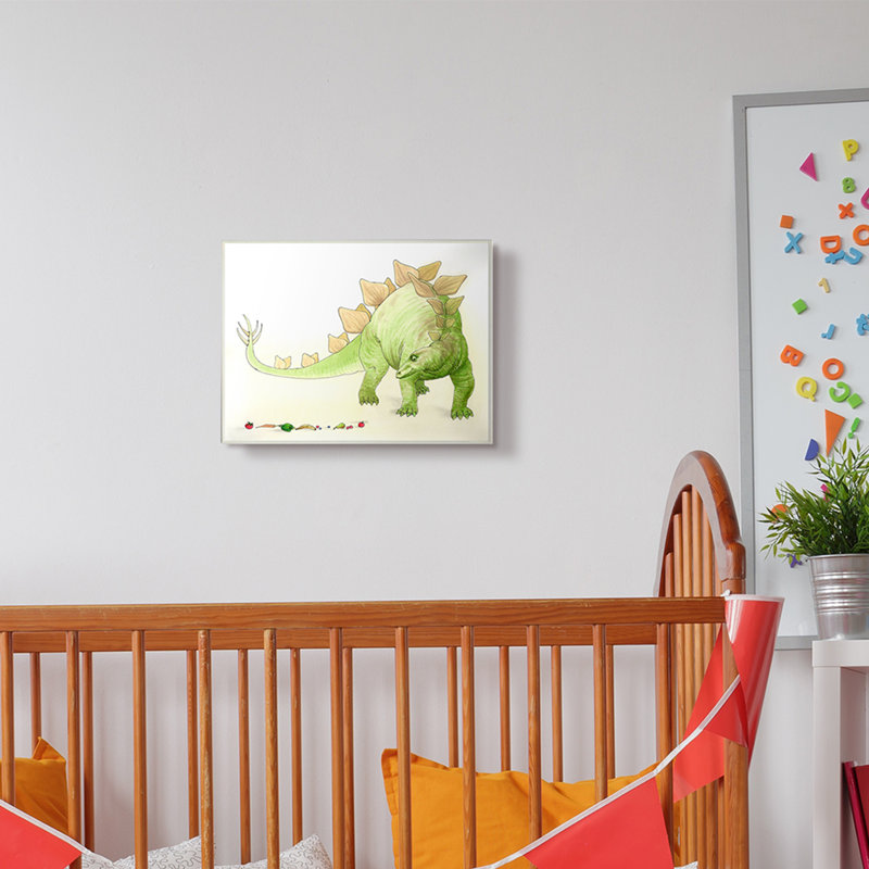 Ramsel, dinosaure et fruits, Plaque murale, H 10 po x l 15 po