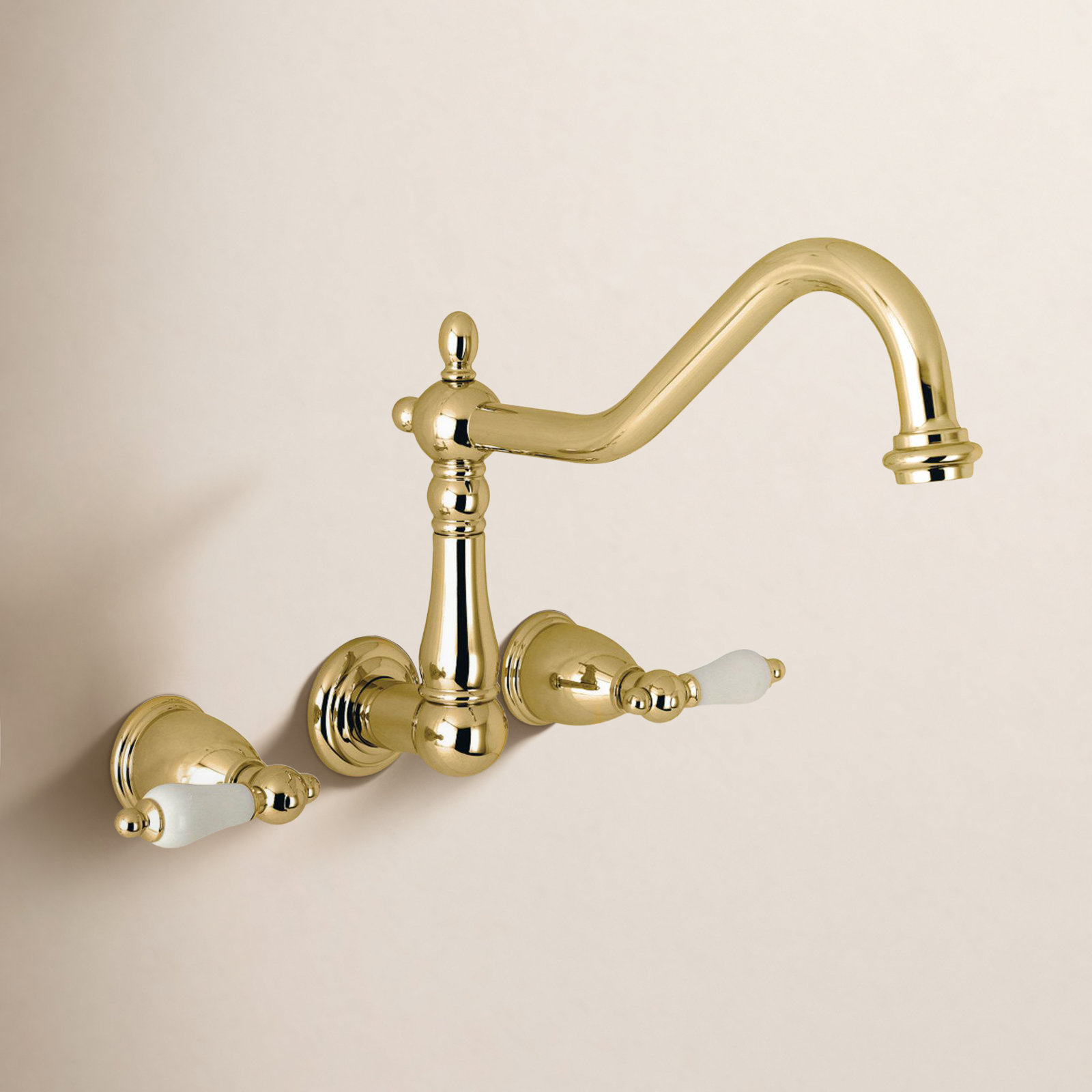Heritage Wall-Mounted Tub Spout, Polished Brass