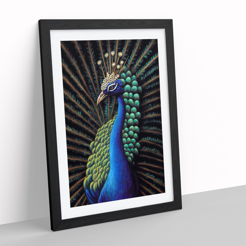 Pretty Peacock - Single Picture Frame Print, Black Framed, 64cm H x 46cm W x 2cm D