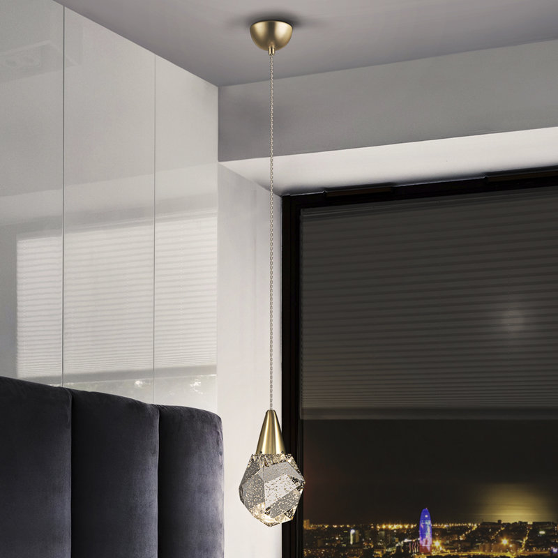 Abbotsen 1 - Light LED Crystal;Single Pendant, Gold