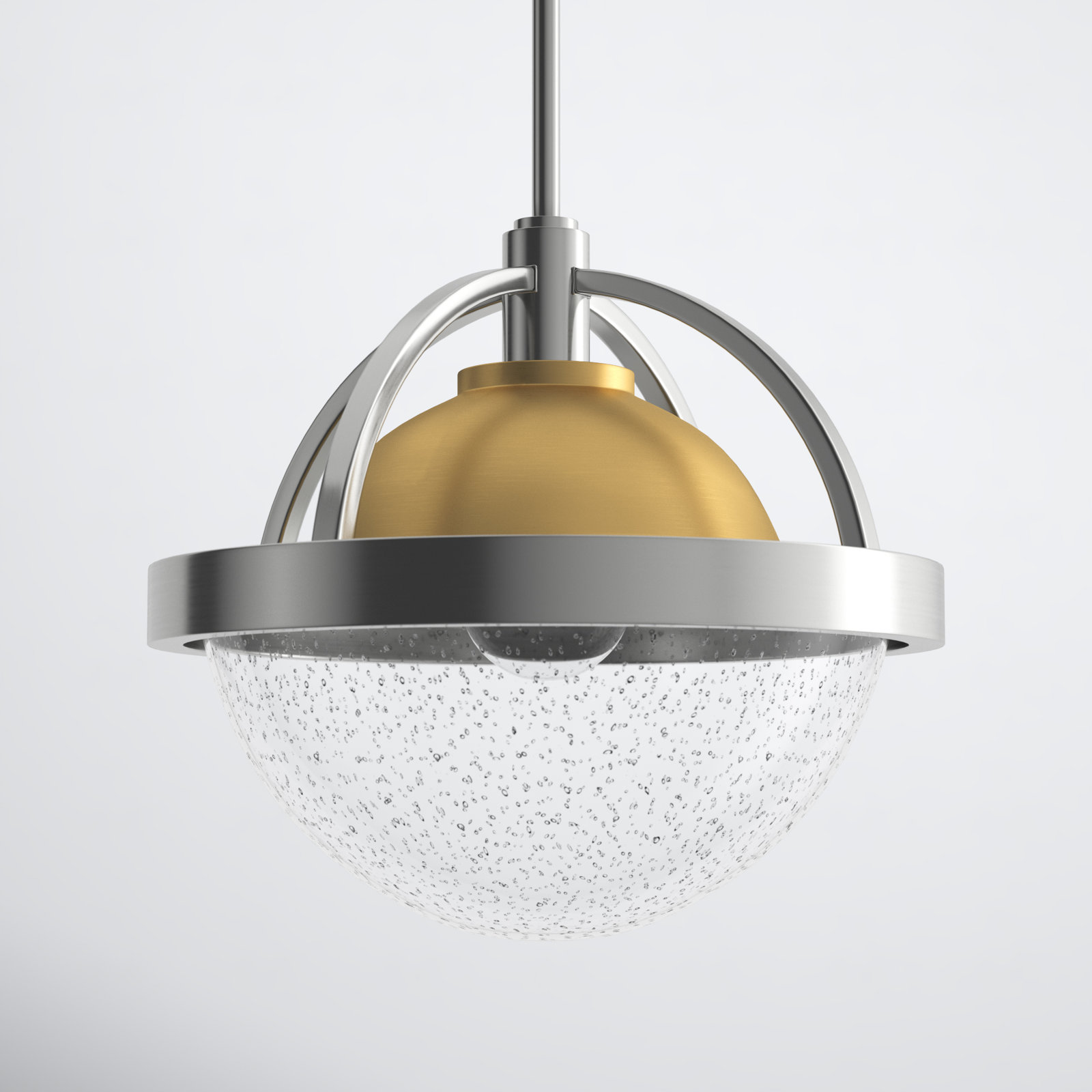 Kathryn Single Light Glass Dimmable Pendant, Polished Nickel, Heritage Brass