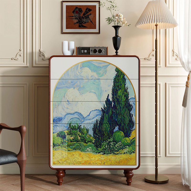 Commode française rétro avec peinture à l'huile