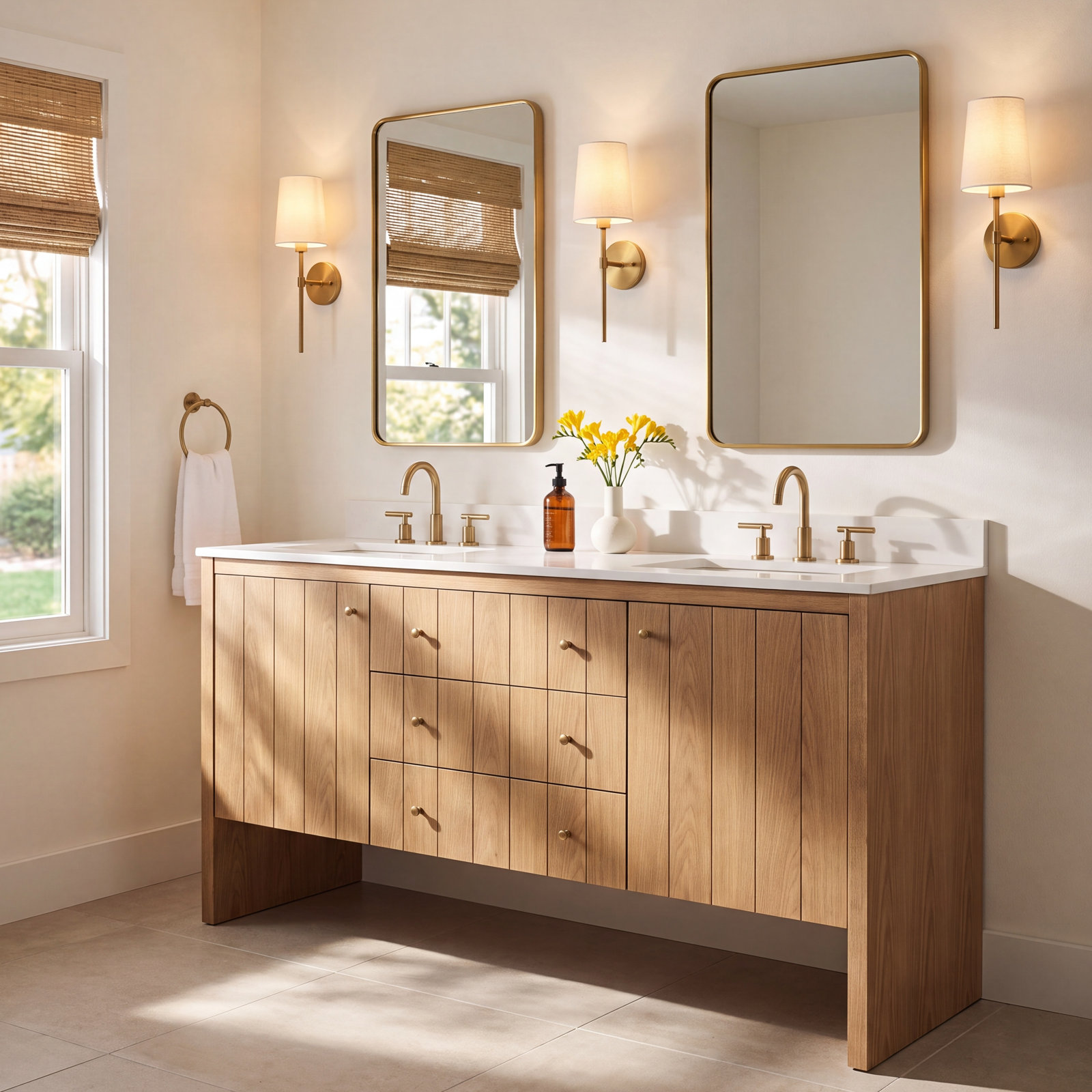 Hudson 60" Single Bathroom Vanity Base, Light Natural Oak
