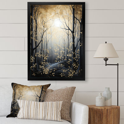 Forêt, arbre monochrome, clair de lune, ombres I - Paysage et nature, art mural, salon