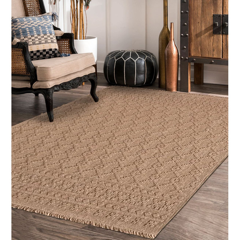 Tapis brun moderne lavable à la machine antidérapant, Rectangle 2 pi 8 po x 5 pi