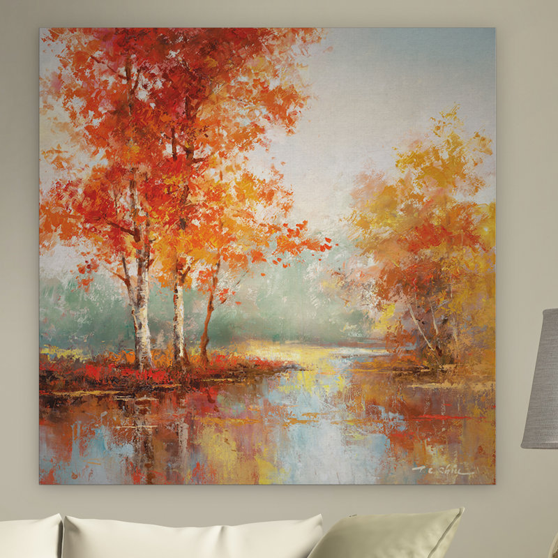 «Autumn's Grace I», reproduction de peinture à l'huile sur toile tendue, H 16 po x l 16 po x P 1,5 po
