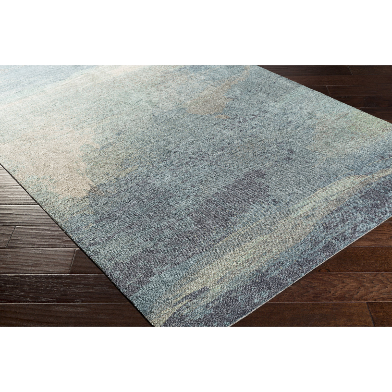 Zeta Blue Gray Beige Abstract Rug, Rectangle 8' x 10'