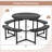 Round Picnic Table Bench Set With 4 Benches Umbrella Hole All Weather Tabletop-1746298324
