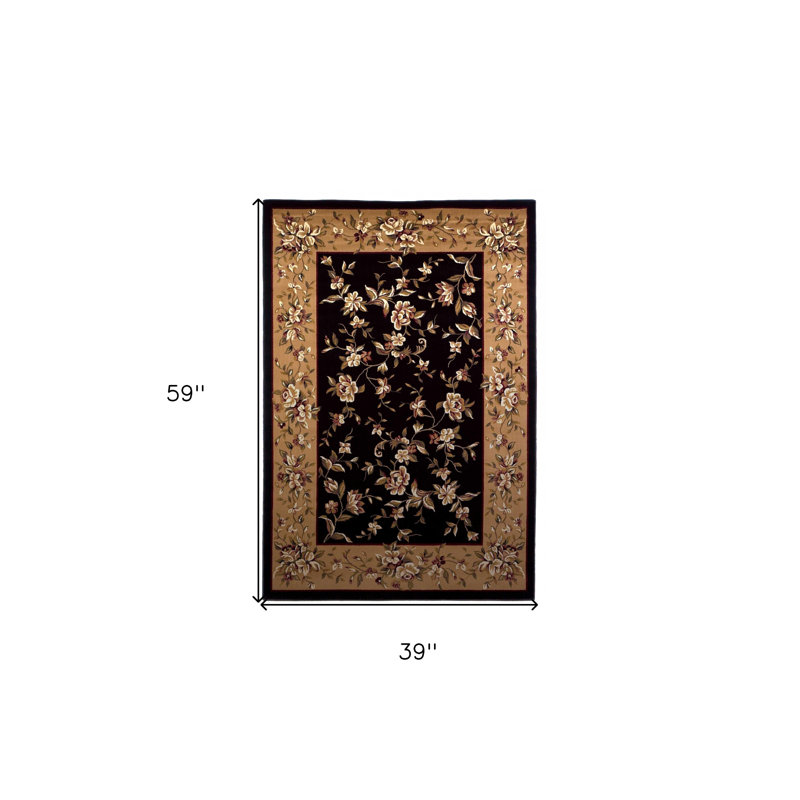 Tapis noir / beige Daine, Rectangle 3 pi 3 po x 4 pi 11 po