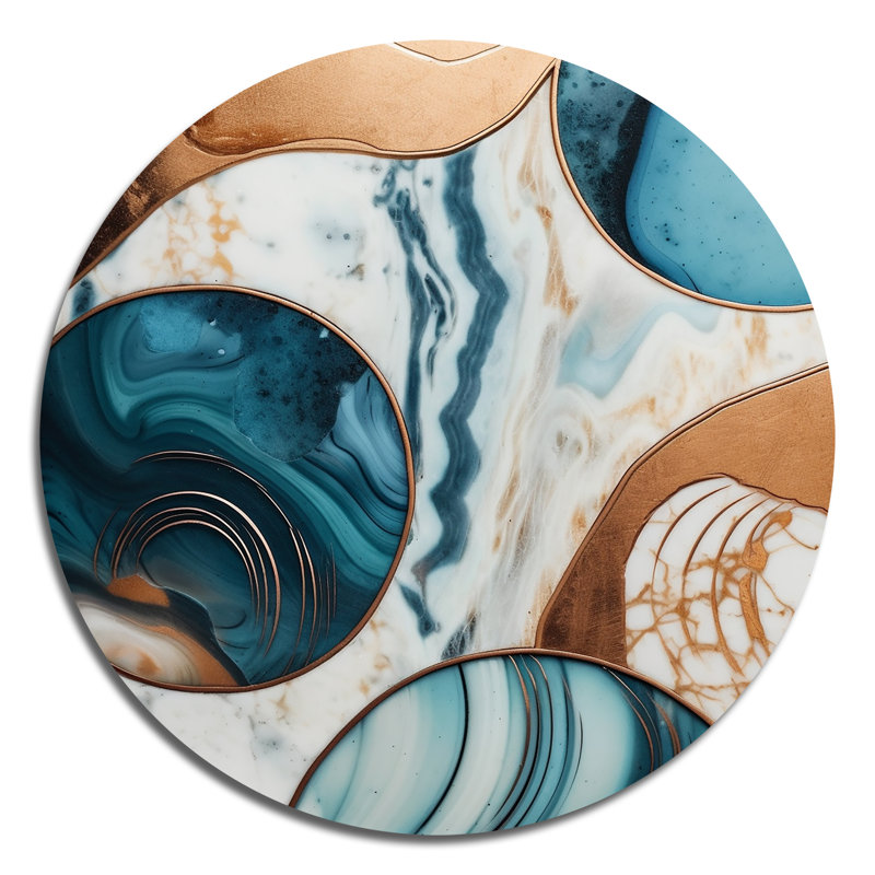 Décoration murale demi-cercle en marbre abstrait II, H 16 po x l 16 po x P 1 po