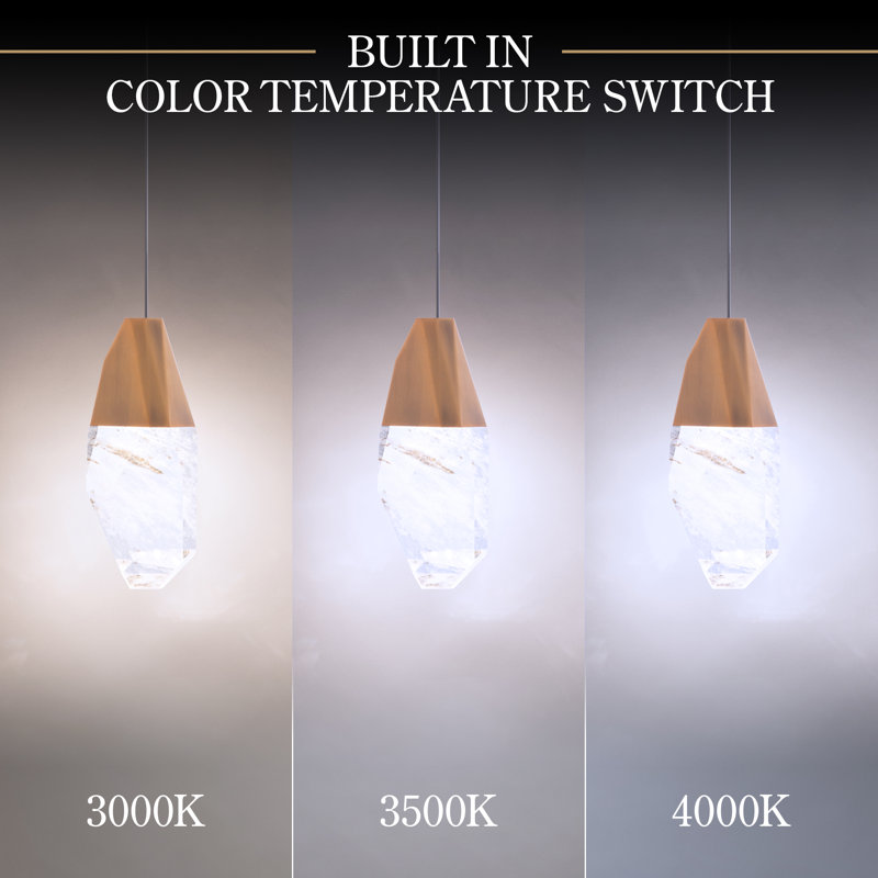 Martini 5 Light Crystal LED Multi-Light Pendant, Aged Brass, Clear/White