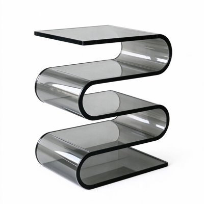 Guthrey 19.68-inch Italian light luxury S-shaped acrylic coffee table, magazine storage rack (0.47" thick acrylic material)