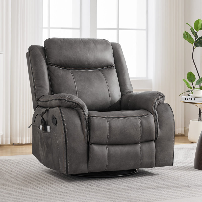 Fauteuil inclinable pivotant en similicuir avec massage et chaleur. , Gray