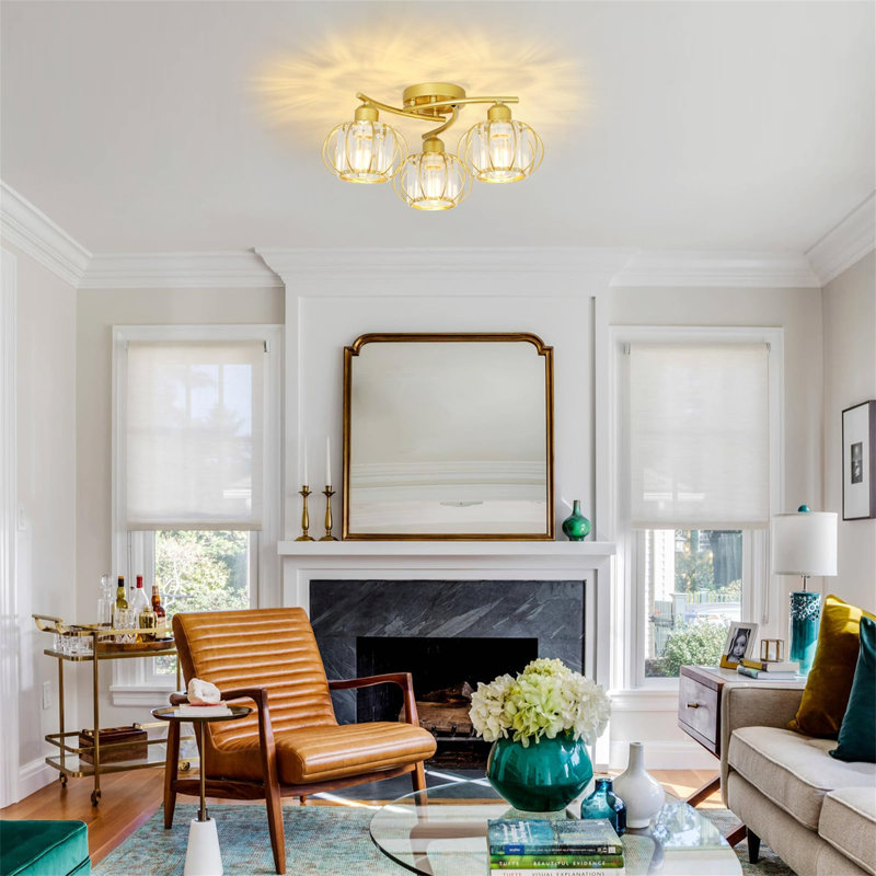 Crystal Flush Mount, Gold