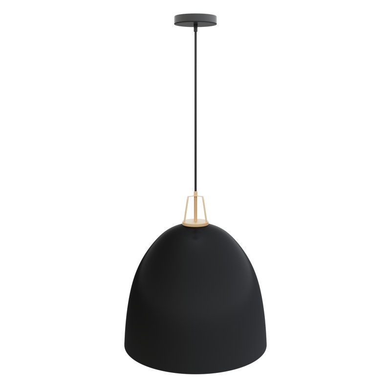 Anarosa 1-Light Classic Farmhouse Modern Kitchen Pendant Light Fixture, Black