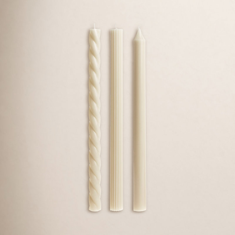 Beautifully Done Unscented Assorted Candle Tapers 3-Pack, Ivory