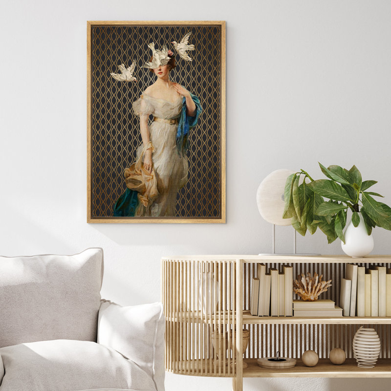 "Al commode classique", art mural rétro fantaisiste, H 36 po x l 24 po, Cadre naturel flottant