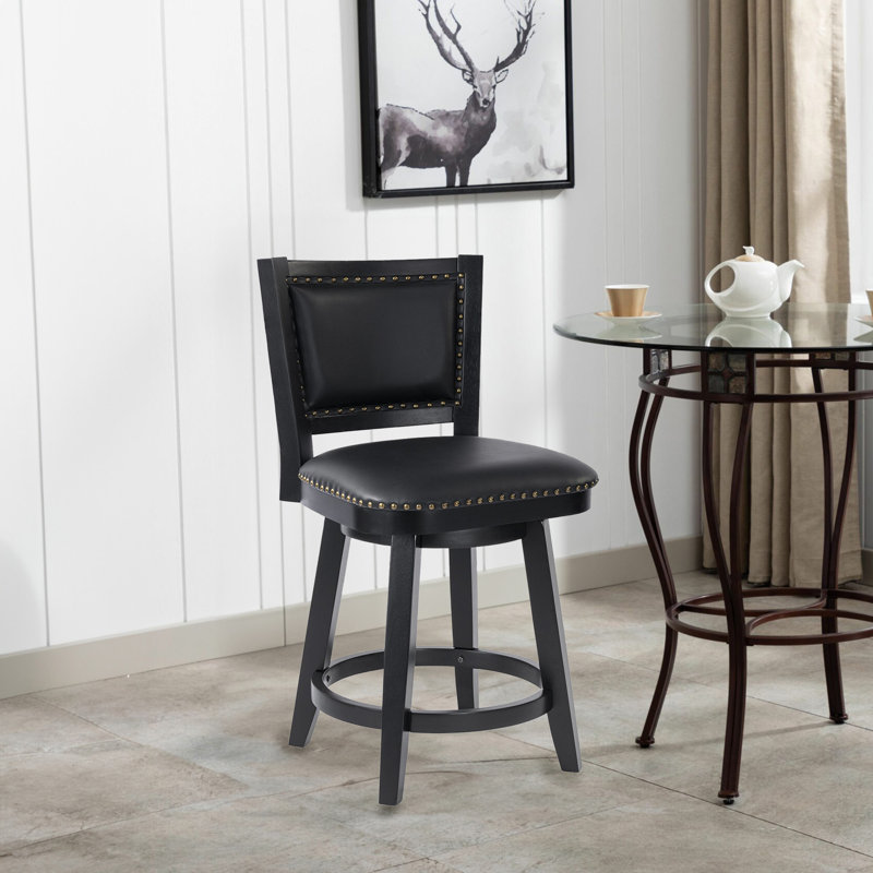 Tabouret de bar et de comptoir Angelja, Tabouret de comptoir (siège d'une hauteur de 25,7, Noir