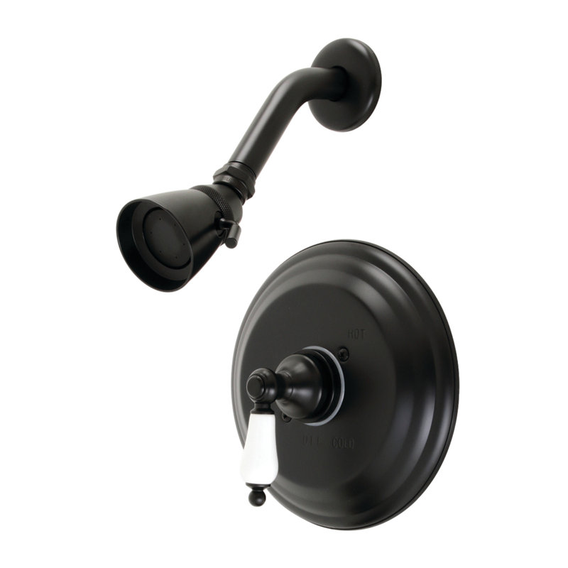 Robinet de douche rétro avec valve brute, Noir mat