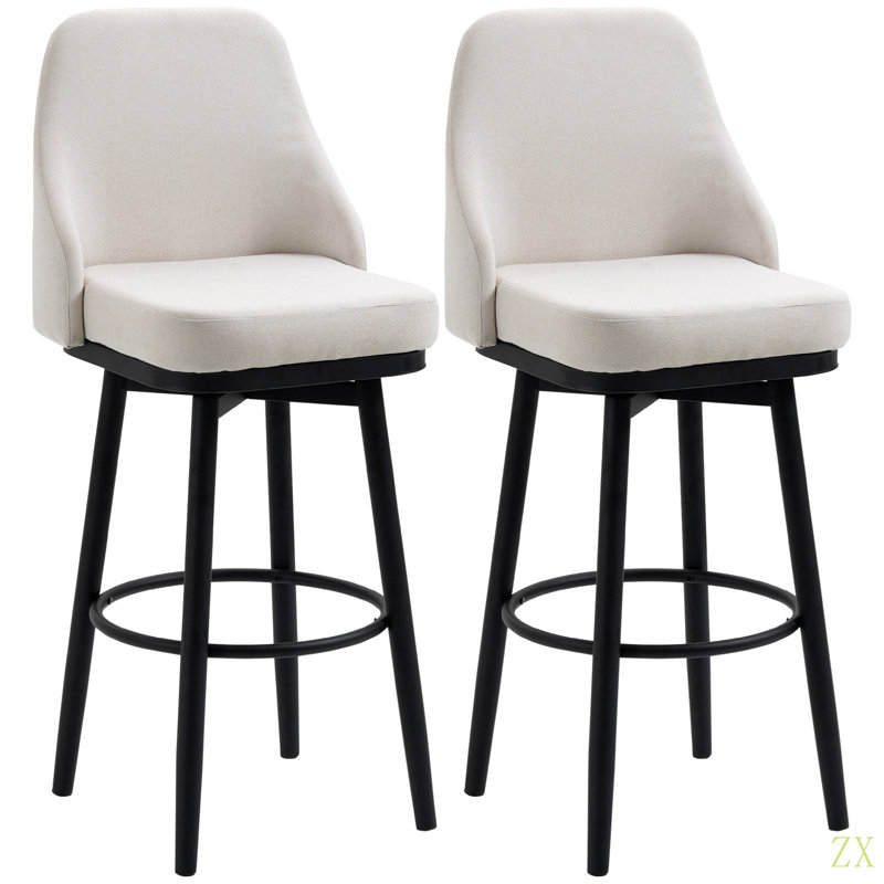 Ensemble de 2 tabourets de bar, tabourets de bar pivotants à 360 ° modernes, chaises de cuisine rembourrées d'une hauteur de siège de 29,5 pouces avec pieds et repose-pieds en acier