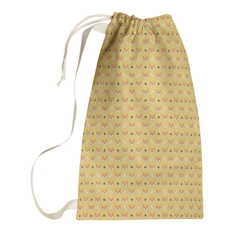 Sac à linge Shiba Inu, Grand (H 76,5 po x l 29,5 po x P 1,5 po), Jaune