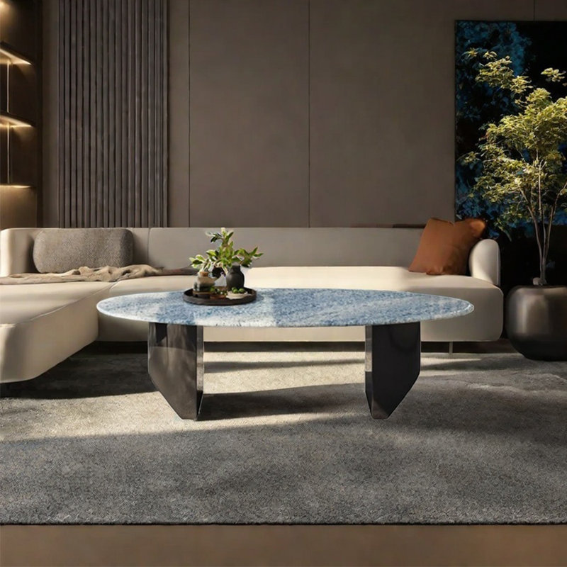 Light luxury Premium sintered stone coffee table, 15.7" H x 47.2" L x 23.6" W