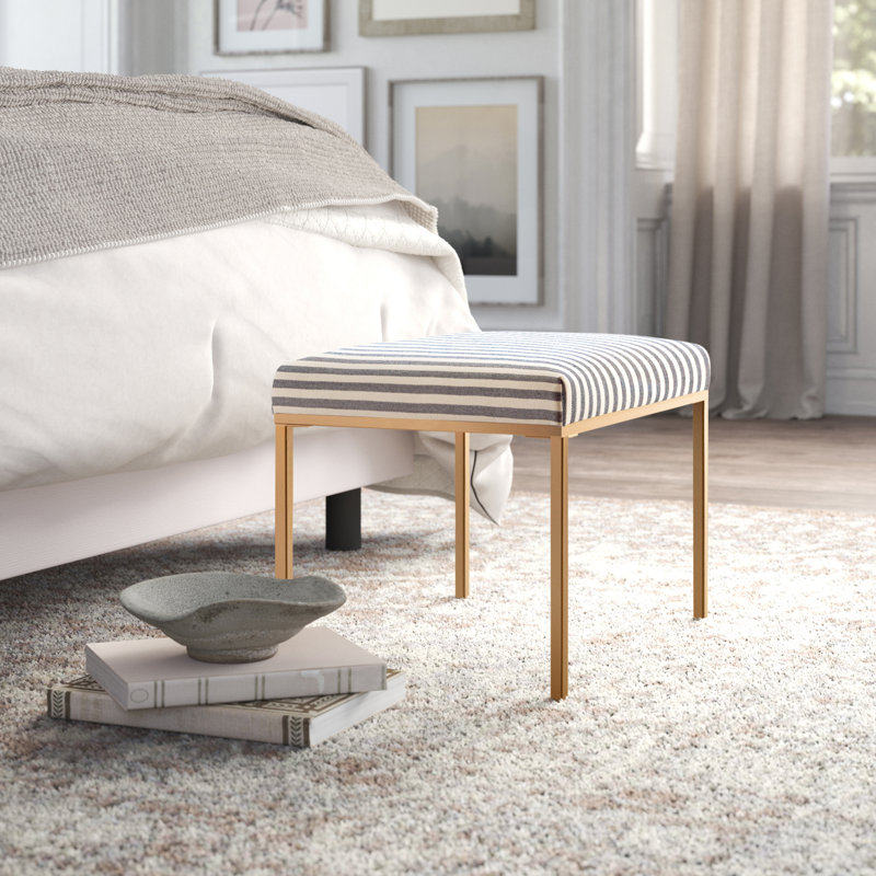 Repose-pieds Ramford, Bleu marine foncé, Or mat