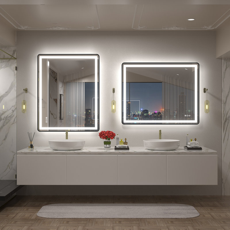 Miroir de salle de bain / de salle de bain anti-buée à DEL certifié Aevar avec garantie de 3 ans UL, 40 po x 32 po
