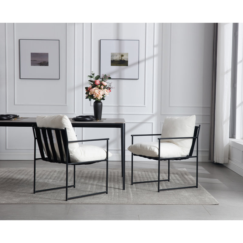 Chaise de salle à manger rembourrée Quanise, Blanc