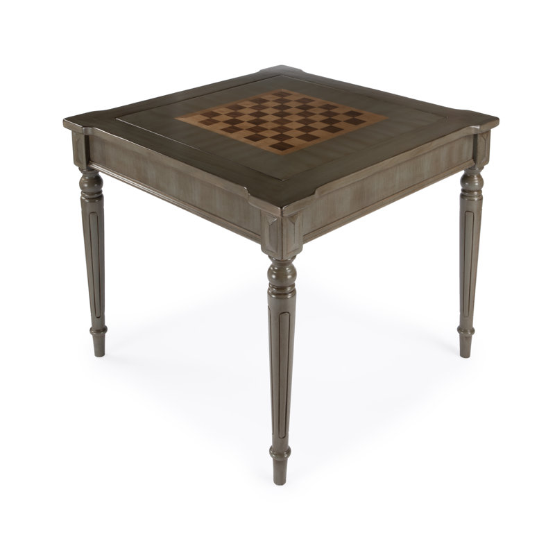 Handmade 36" Moskowitz Chess and Backgammon Table, Silver Satin