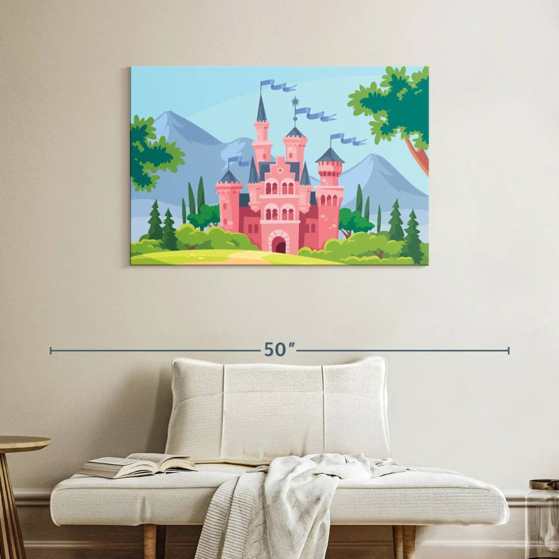 Château de conte de fées rose, H 26 po x l 39 po