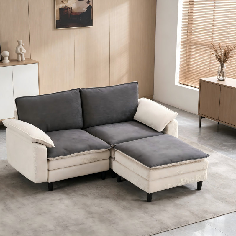 Canapé modulaire en L 70,87 pouces en forme de L - Chenille modulaire 2 places avec repose-pieds assorti