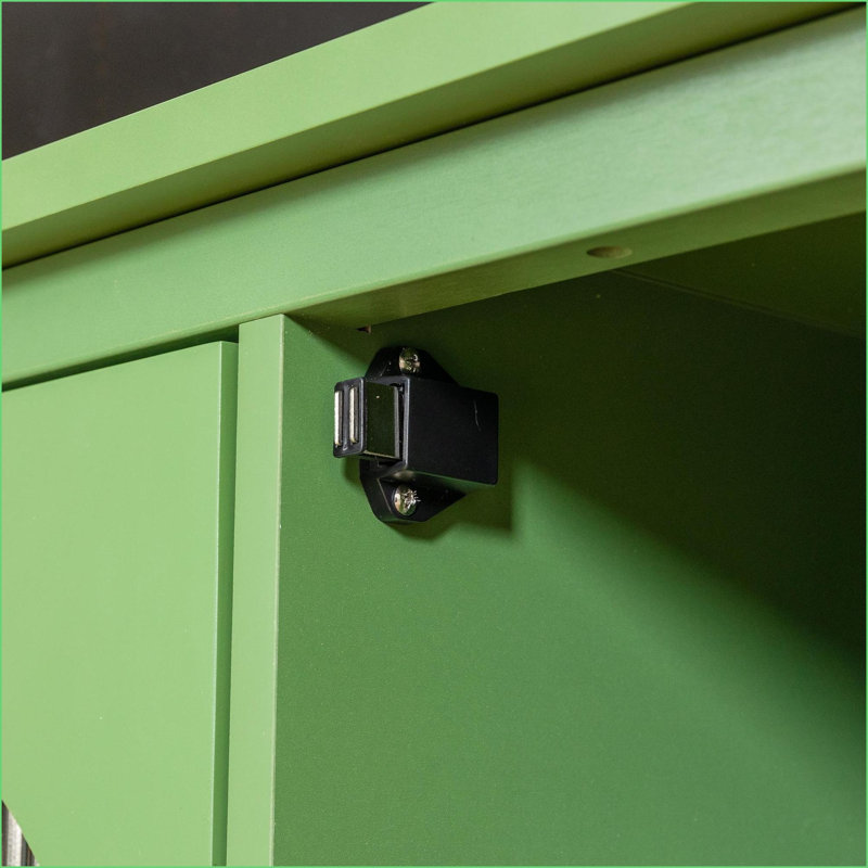 Meuble télé | 71 pouces vert antique | Pin massif | Verre Changhong | Taille du téléviseur: 70 à 79 pouces