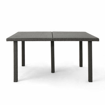 64" Square Dining Table For Dining Room Patio, With Wicker And Iron