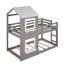 Lit superposé simple au-dessus d'un lit simple en bois avec toit-920227531