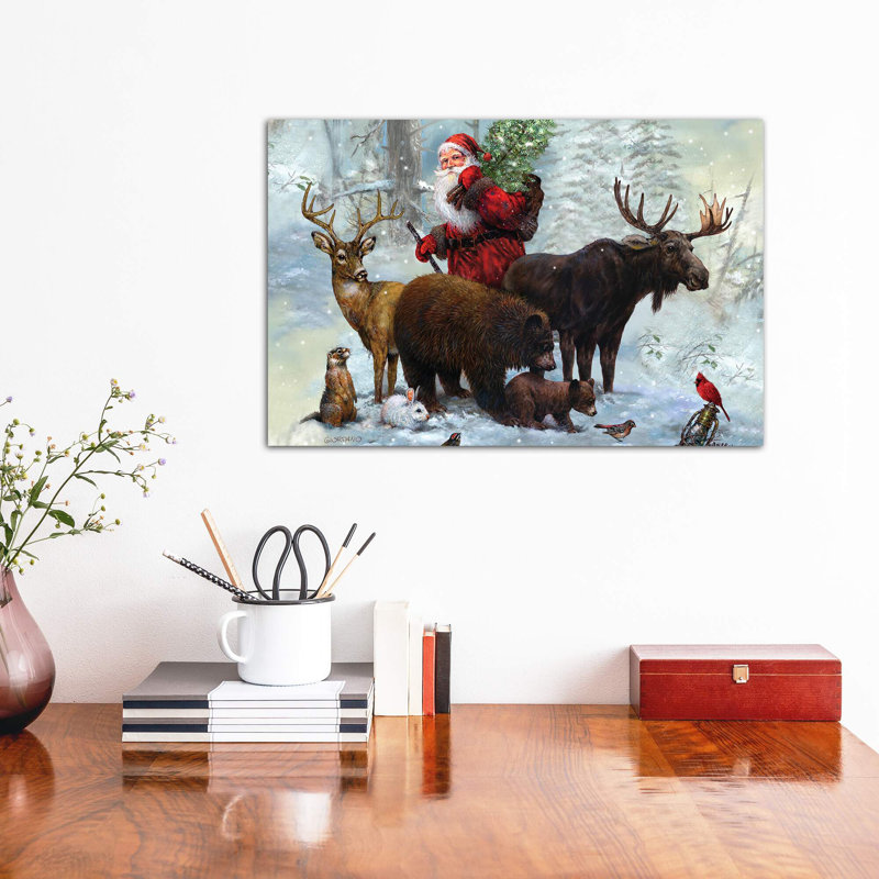 Santa's Best Friends - Wrapped Canvas Painting, 30.48cm H x 45.72cm W x 1.91cm D