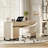  Home Office Furniture Set: 59In Modern Executive Desk With Charging Station And Drawers And Three 72In Tall Bookcases, Home Office Furniture For Living Room, Bedroom-1178213359